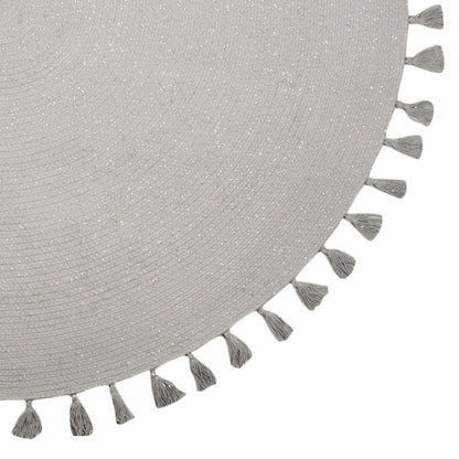 Nattiot Josephine Silver Gray Rug with Tassels
