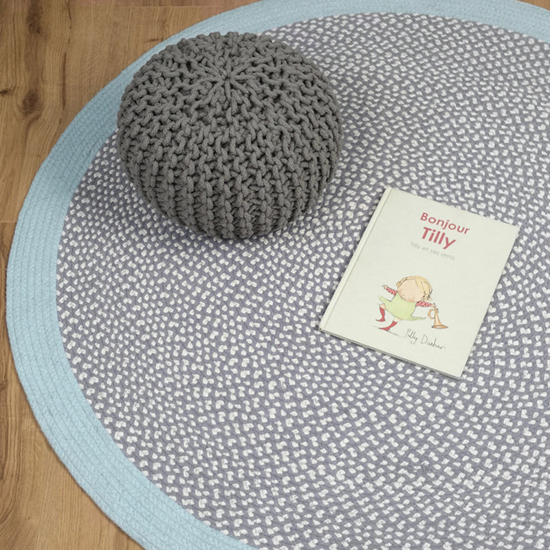 Nattiot Brenda Blue Round Cotton Braided Children's Rug