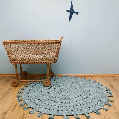 Nattiot Nila Pale Green Crochet Children's Rug