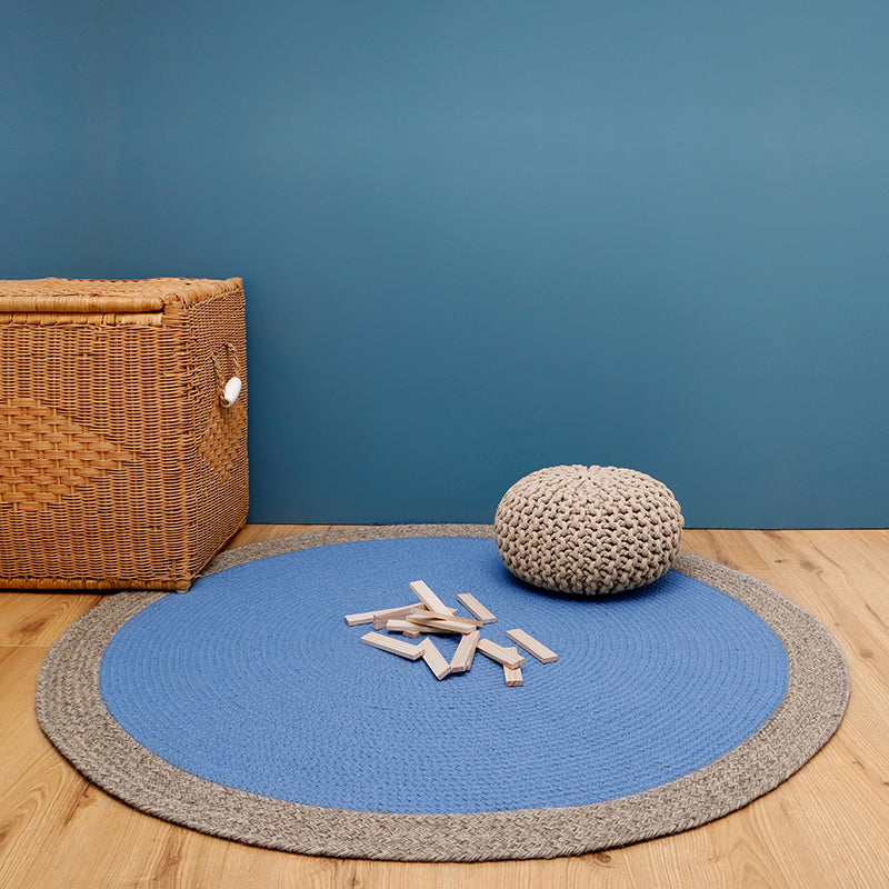 Nattiot Nolan Blue Braided Wool Children's Rug