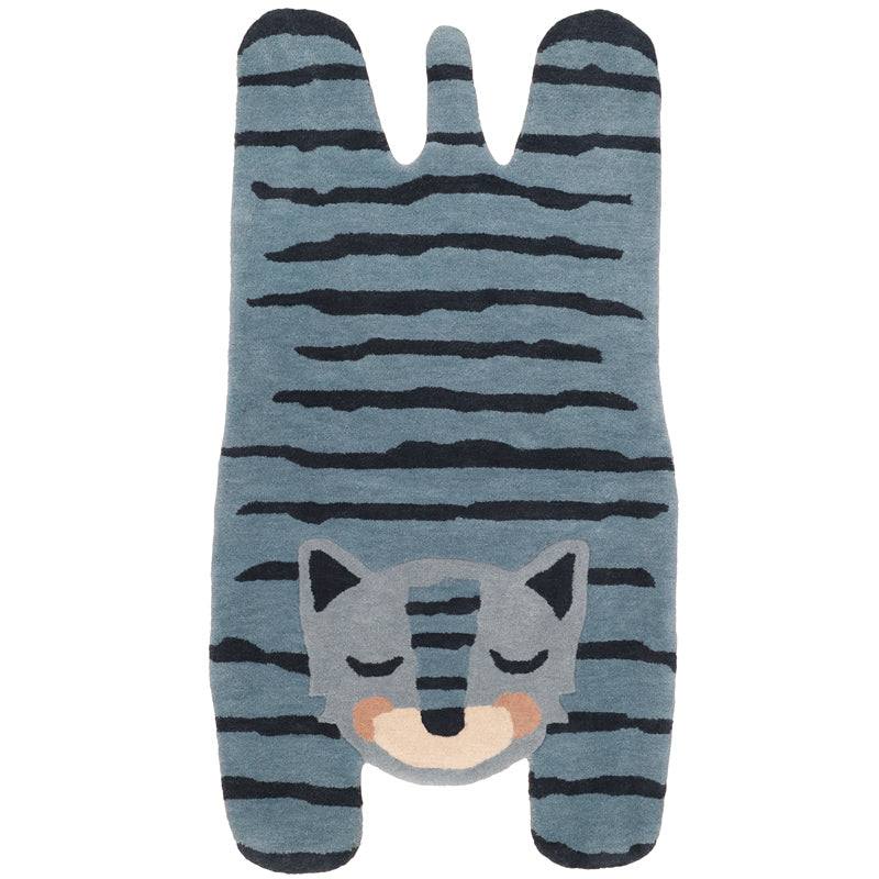 Nattiot Blue Tigger Original Children's Rug with Tiger Shape