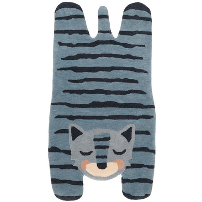 Nattiot Blue Tigger Original Children's Rug with Tiger Shape