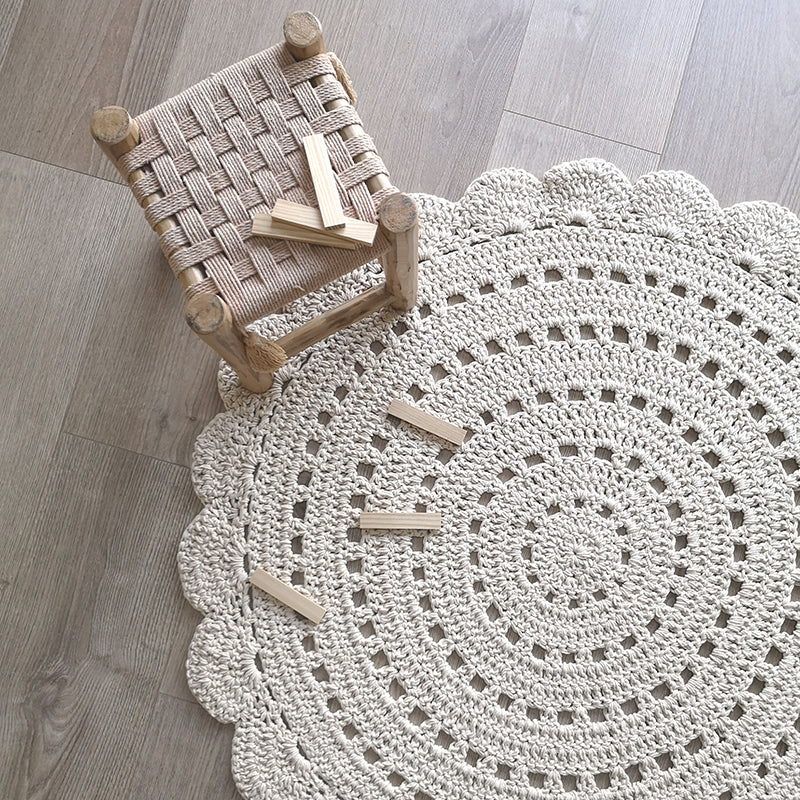 Nattiot Alma Ecru Hand Crochet Children's Rug