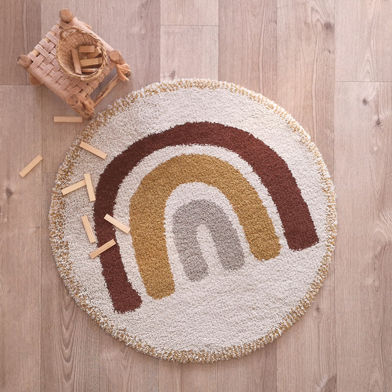Nattiot Bohemian Rainbow Round Children's Rug with Rainbow Pattern