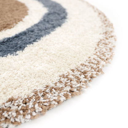 Nattiot Bohemian Rainbow Blue Round Children's Rug with Rainbow Pattern