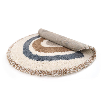 Nattiot Bohemian Rainbow Blue Round Children's Rug with Rainbow Pattern