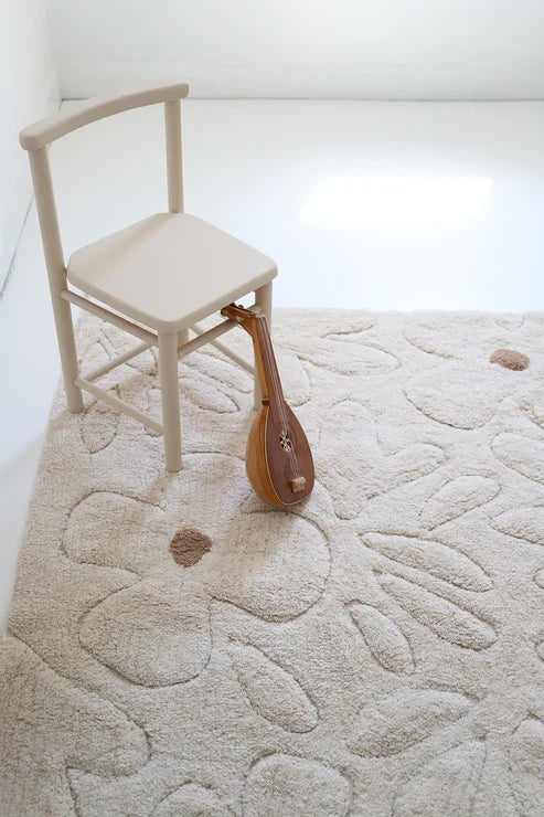 Nattiot Gentle Flora Children's Bedroom Carpet in Washable Cotton with Flowers