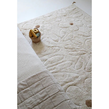 Nattiot Gentle Flora Children's Bedroom Carpet in Washable Cotton with Flowers