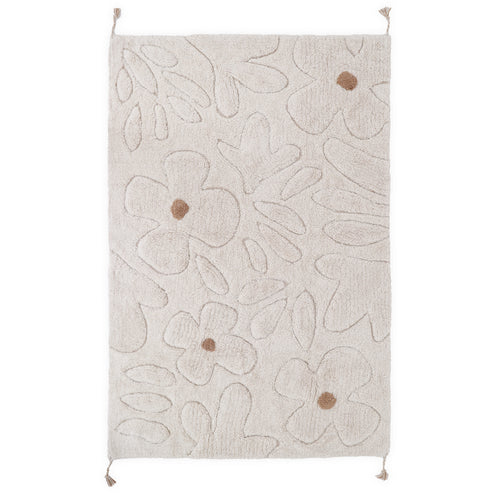 Nattiot Gentle Flora Children's Bedroom Carpet in Washable Cotton with Flowers