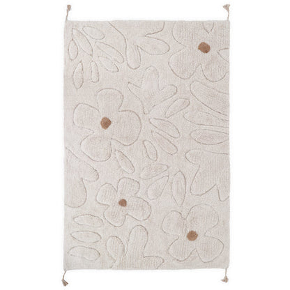 Nattiot Gentle Flora Children's Bedroom Carpet in Washable Cotton with Flowers