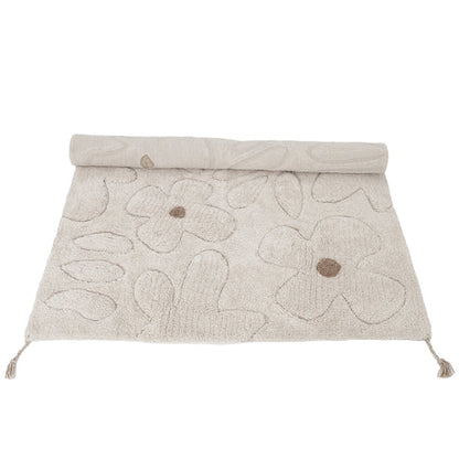 Nattiot Gentle Flora Children's Bedroom Carpet in Washable Cotton with Flowers