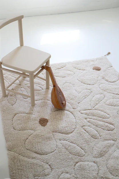 Nattiot Gentle Flora Children's Bedroom Carpet in Washable Cotton with Flowers