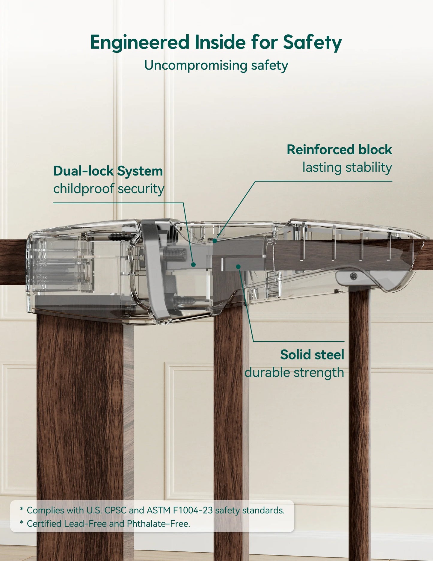 Babelio PressGuard C5&P7 Wood Pattern | Pressure-Mounted Baby Gate