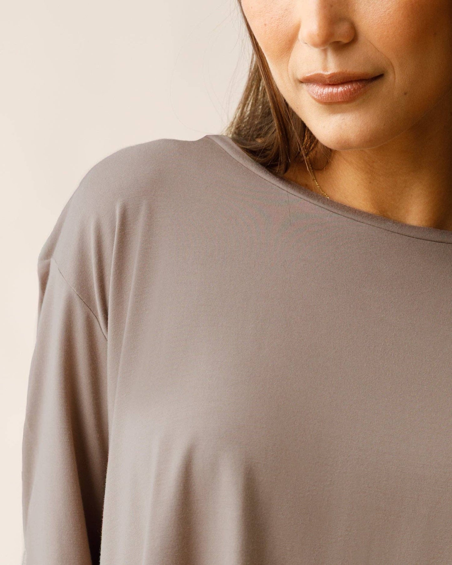 Aria Bamboo Casual Cropped Long Sleeve Top