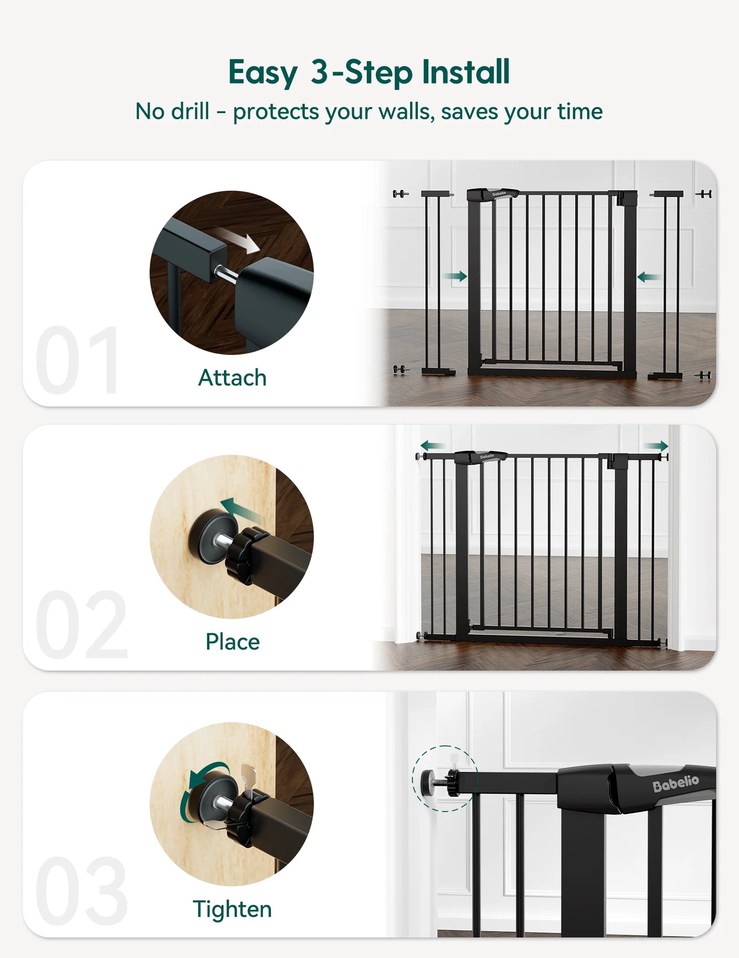 Babelio PressGuard P7 | Expandable Pressure-Mounted Baby Gate