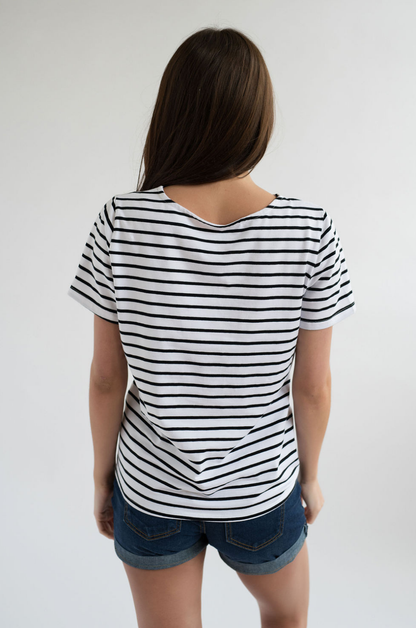 Striped Nursing T-shirt With Front Tie