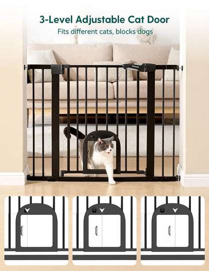 Babelio CatPrivilege T7 | Expandable Baby Gate with Cat Door