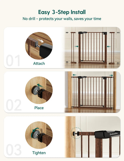 Babelio PressGuard C5&P7 Wood Pattern | Pressure-Mounted Baby Gate