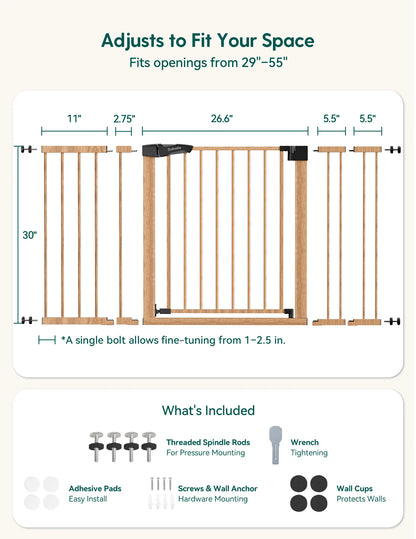 Babelio PressGuard C5&P7 Wood Pattern | Pressure-Mounted Baby Gate