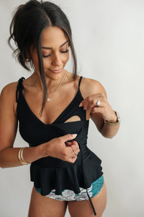Tankini Tie Shoulder Breastfeeding Swimsuit Top