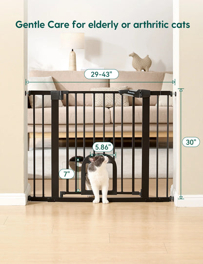Babelio CatPrivilege T7 | Expandable Baby Gate with Cat Door
