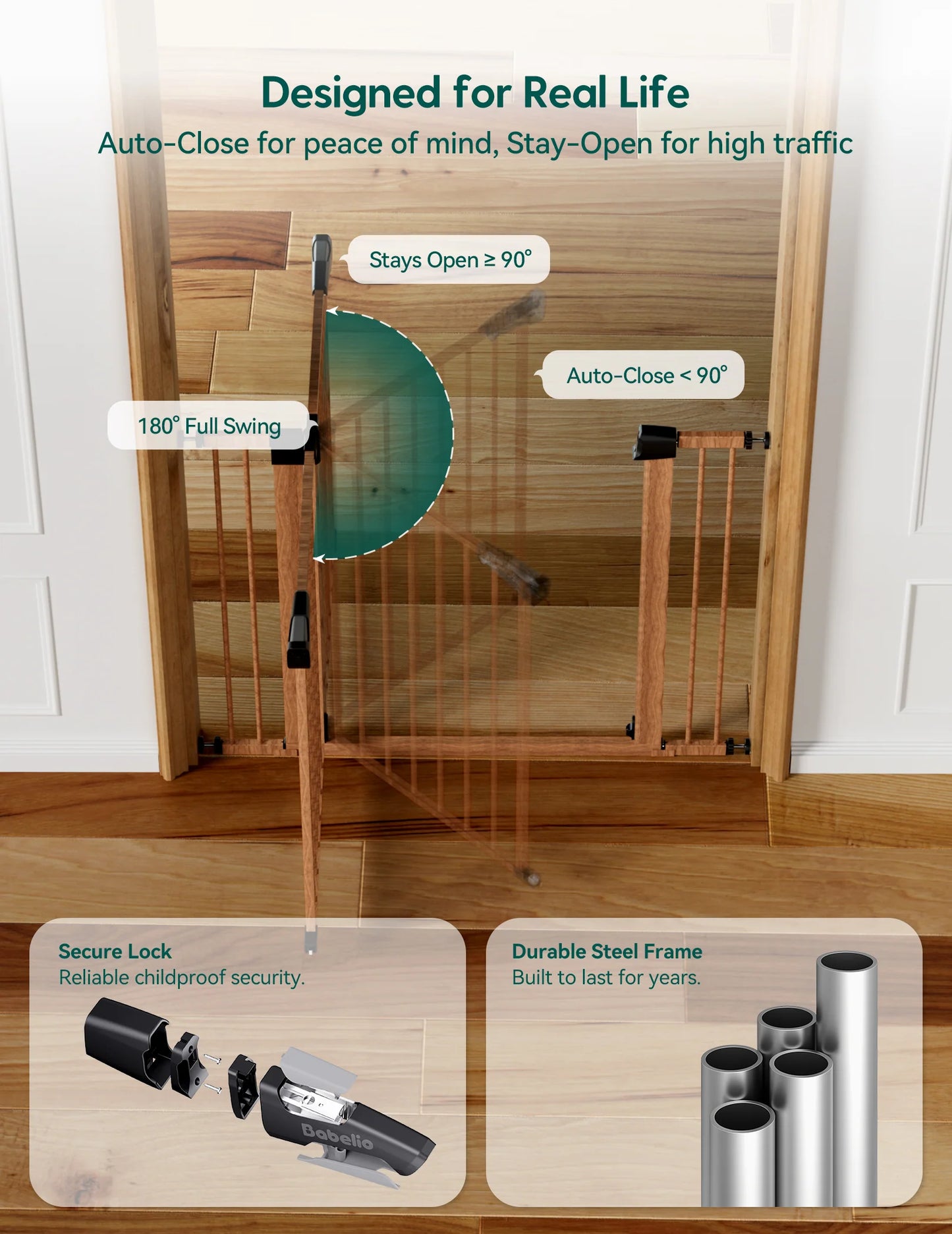 Babelio PressGuard P7 | Expandable Pressure-Mounted Baby Gate