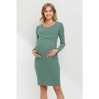 Double Layer Long Sleeve Nursing Maternity Dress