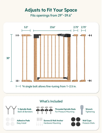 Babelio PressGuard C5&P7 Wood Pattern | Pressure-Mounted Baby Gate