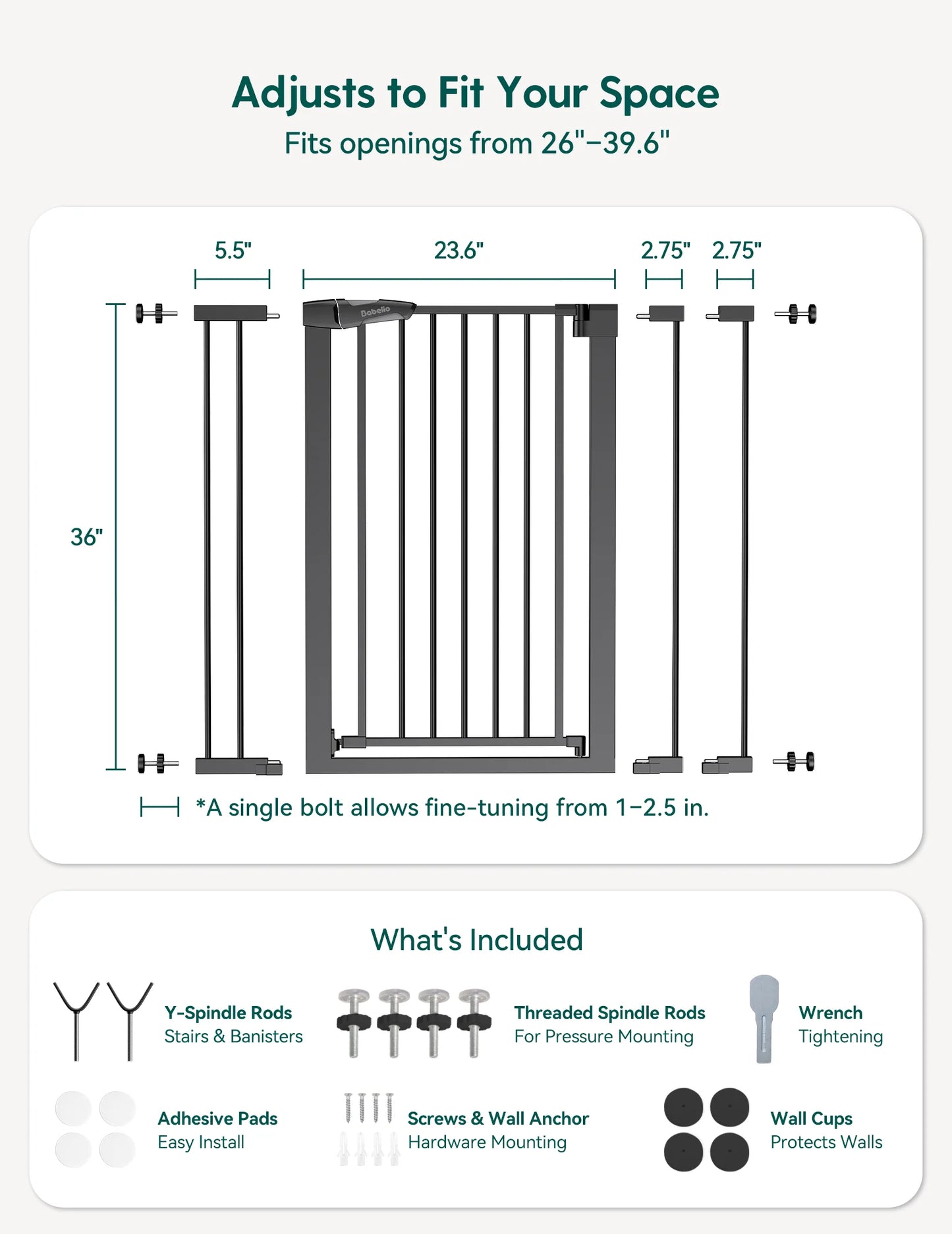 Babelio PressGuard C5&P7 | Versatile Baby Safety Gate