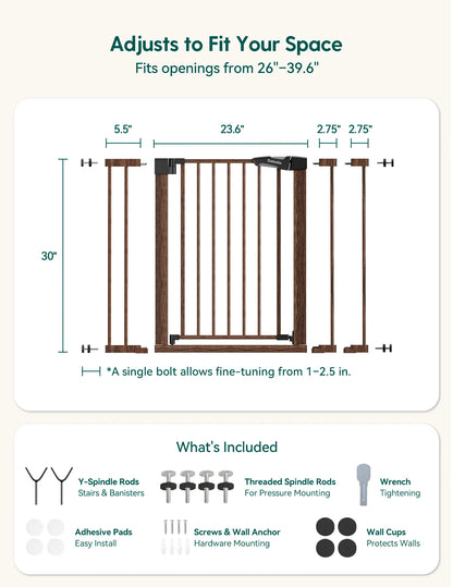 Babelio PressGuard C5&P7 Wood Pattern | Pressure-Mounted Baby Gate