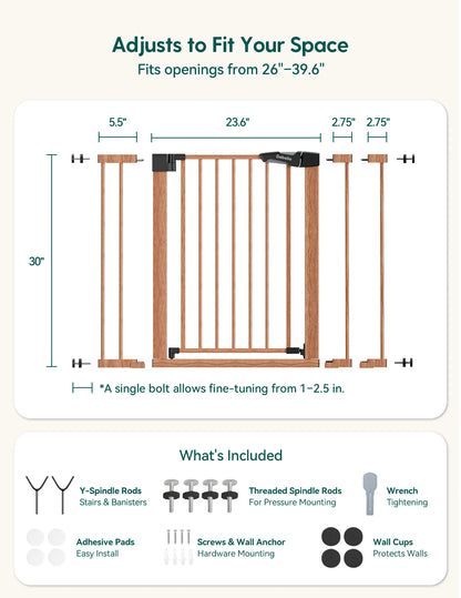 Babelio PressGuard C5&P7 Wood Pattern | Pressure-Mounted Baby Gate
