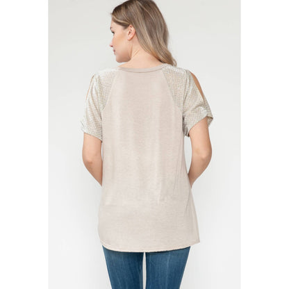 Glitter Short Sleeve Long Blouse