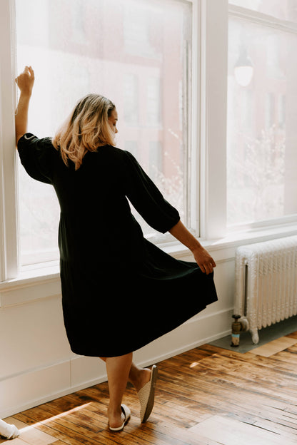 MLM Brand Tiered Breastfeeding Dress - Black