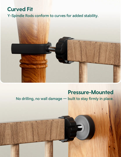 Babelio PressGuard C5&P7 Wood Pattern | Pressure-Mounted Baby Gate