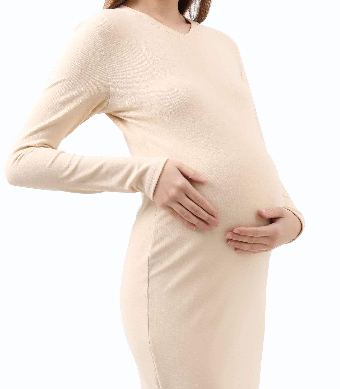 Maternity Sweater Knit V-Neck Maxi Dress