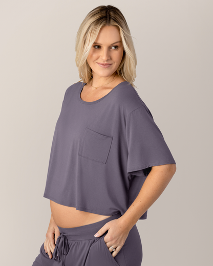 Aria Bamboo Casual Cropped Short Sleeve Top