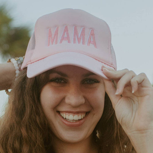 MAMA Pink and White Foam Trucker Hat