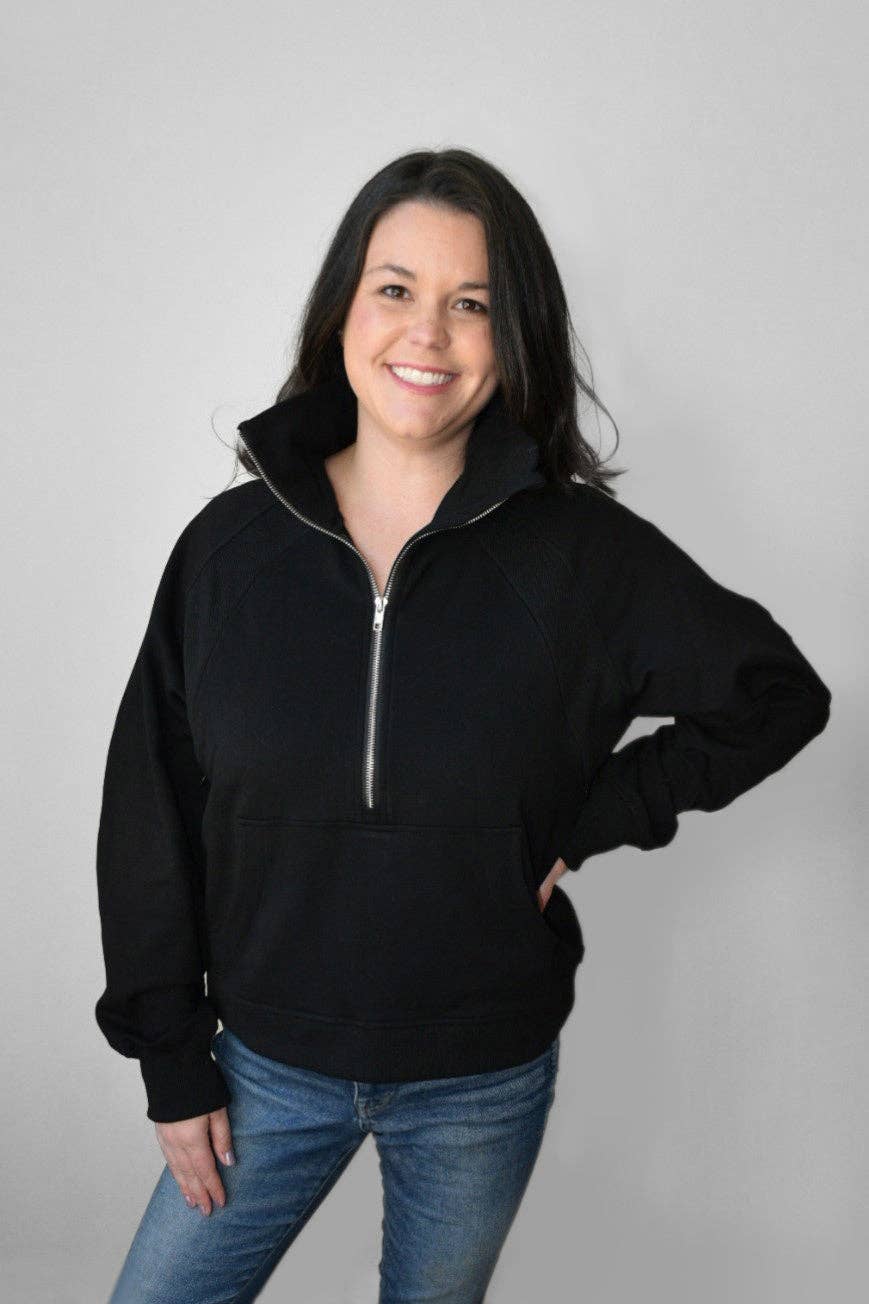 Oversized Funnel Neck Three Zip Breastfeeding Sweatshirt