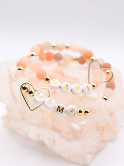 Mama Mini Matching Cream Stone Beaded Set