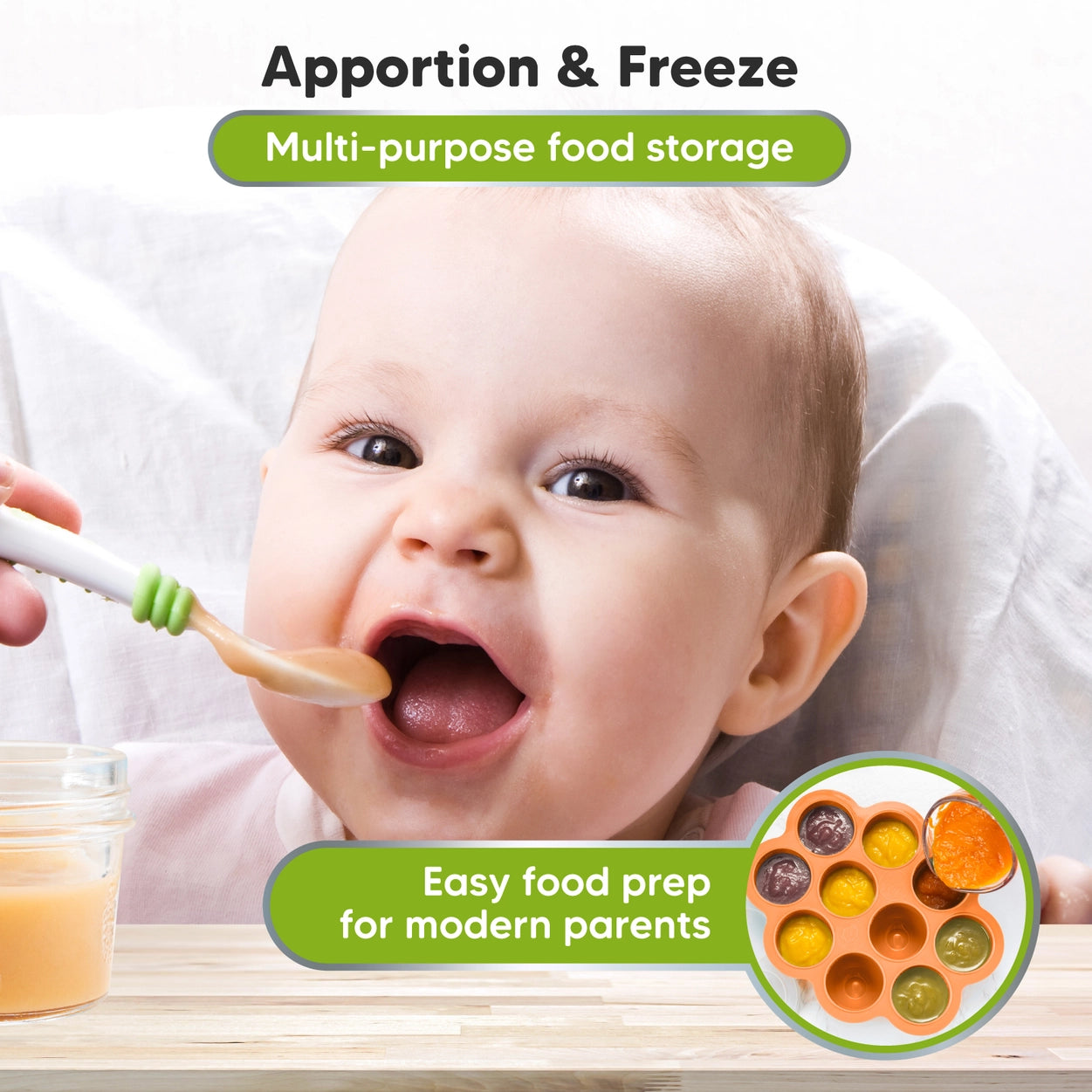 2oz X 10 Pods Prep Silicone Baby Food Freezer Tray with Lid