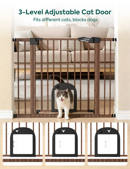 Babelio CatPrivilege T7 | Expandable Baby Gate with Cat Door