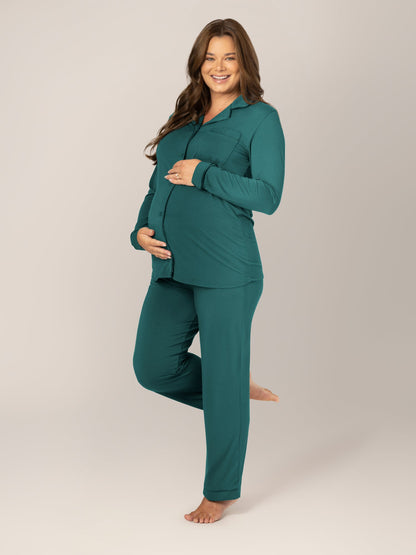 Kindred Bravely Clea Bamboo Long Sleeve Pajama Set Evergreen