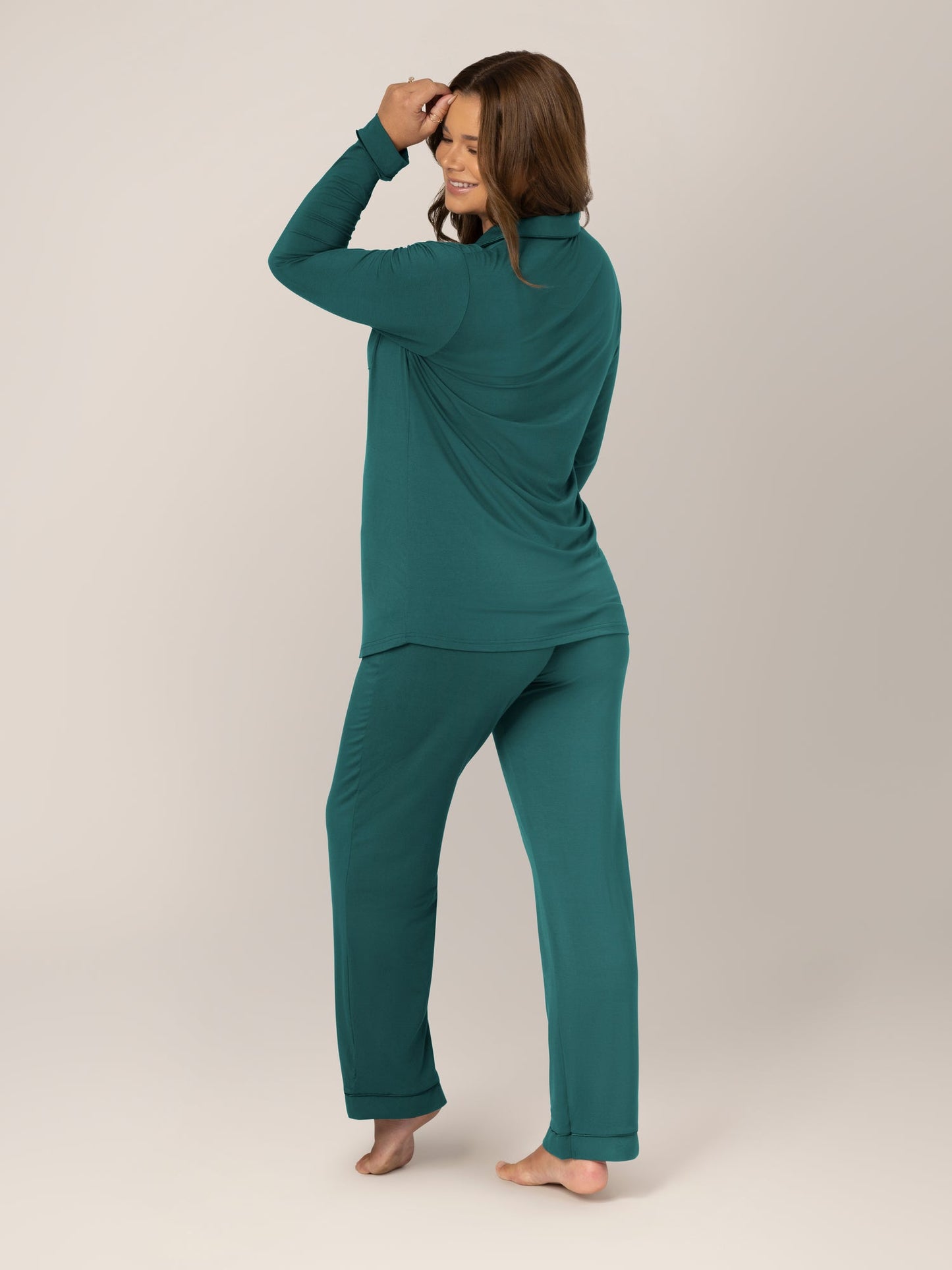 Kindred Bravely Clea Bamboo Long Sleeve Pajama Set Evergreen