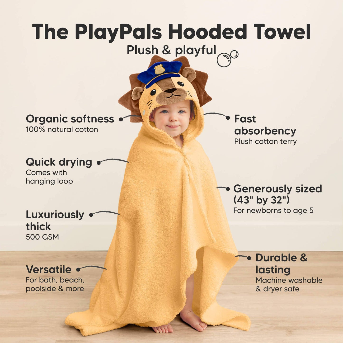 Playpals Hooded Baby Bath Towels