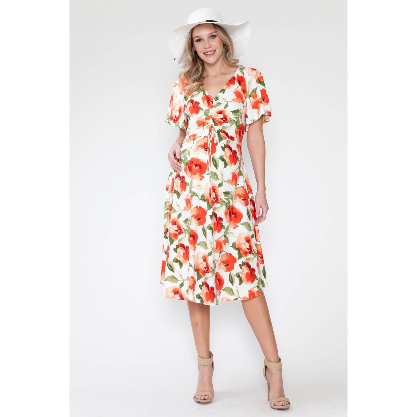 Maternity Floral V-Neck Flowy Dress