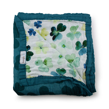 Kanga Care Bamboo Muslin Blanket - Baby: Clover (Reversible)