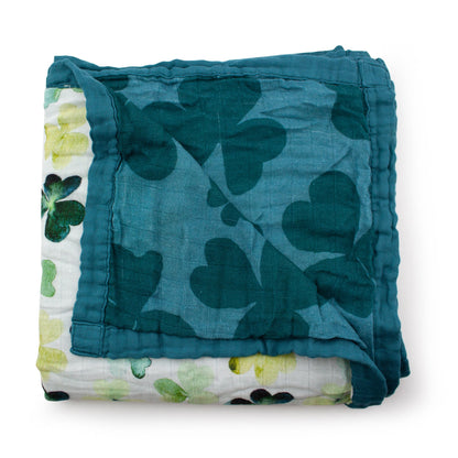 Kanga Care Bamboo Muslin Blanket - Baby: Clover (Reversible)