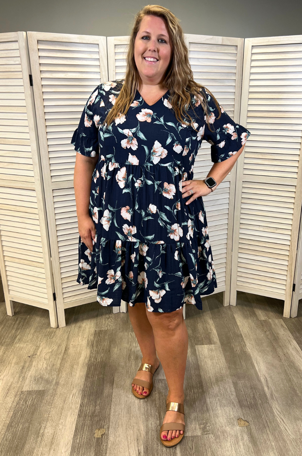 Floral Nursing Dress With Pockets Bell Sleeve