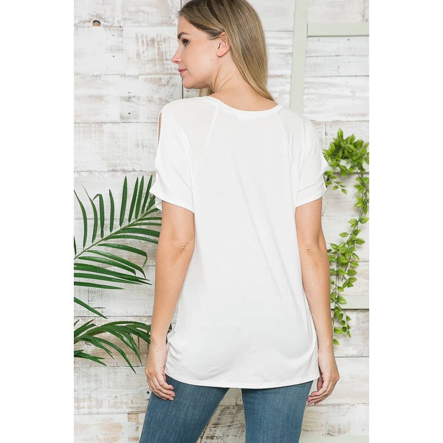 Maternity Basic Summer Crew Neck Solid Top with Front Knott