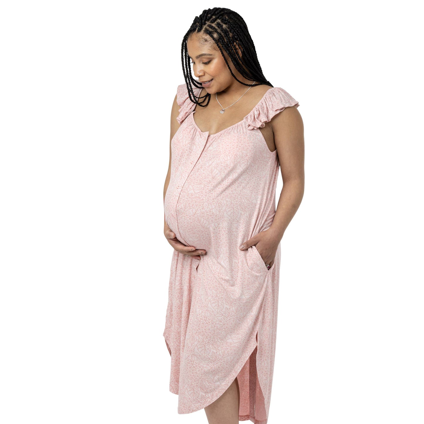 Ruffle Strap Labor & Delivery Gown